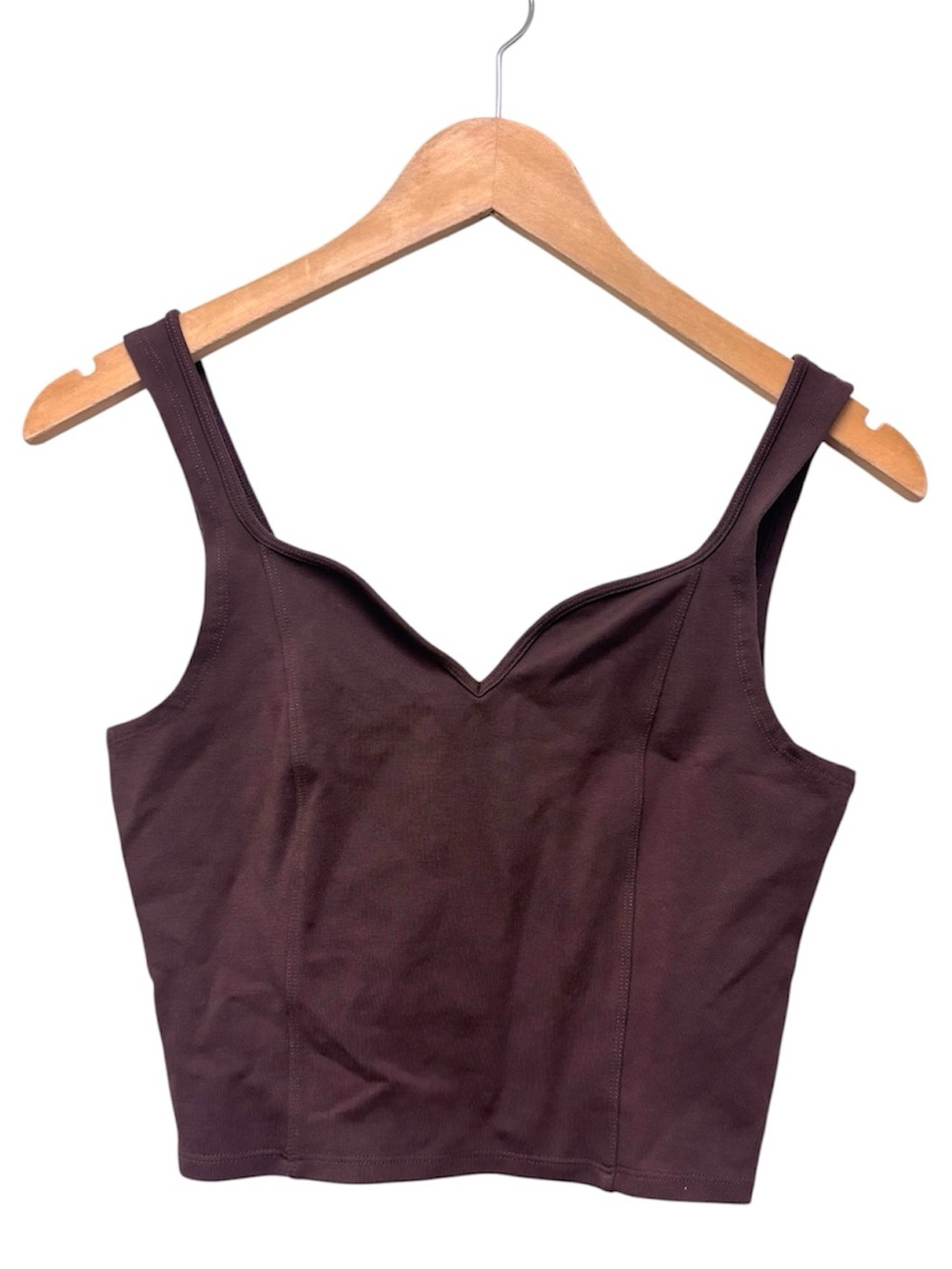 Sleeveless V-Neck Crop Tank Top - Dark Brown